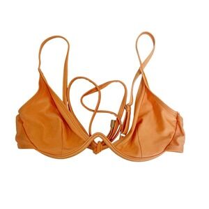 Hello Molly Sun Juice Bikini Top Orange Underwire Swimwear Womens Size Medium